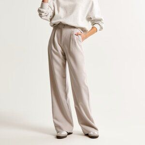 A&F Sloane Tailored Wide Leg Pant - Light Taupe - Size 24R 00R